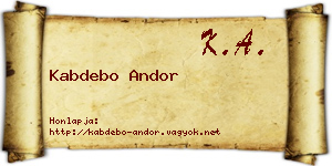 Kabdebo Andor névjegykártya
